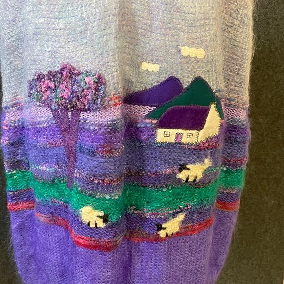 Vintage Rosemarie B Mohair Wool Hand Knit Ireland Sweater L Sheep - Picture 2 of 16